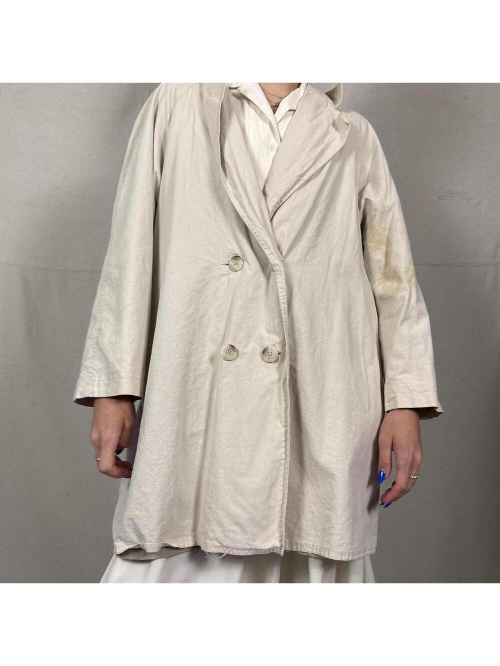 Vintage Promod Oversized Swing Coat – Cream Cotton Twill